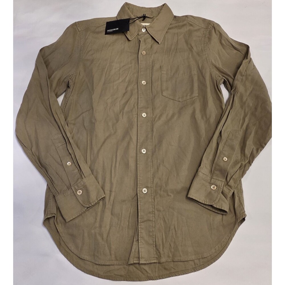 NWT Buck Mason Draped Twill One Pocket Shirt Small Button Front Sagebrush $128